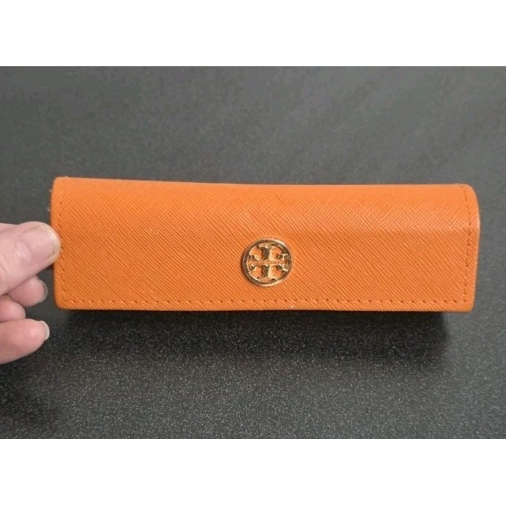 TORY BURCH ORANGE SMALL AUTHENTIC EYEGLASSES CASE EUC